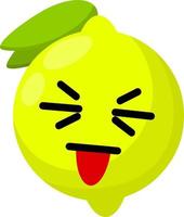 mascotte en emoties. grappig en schattig geel element. tekenfilm vlak illustratie. citroen met gezicht. ogen, mond Aan verzuren fruit. vector