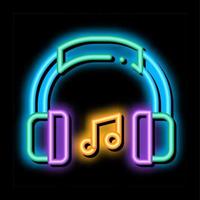 muziek- hoofdtelefoons en musical aantekeningen neon gloed icoon illustratie vector