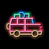 camping auto met bagage neon gloed icoon illustratie vector