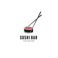 eetstokje swoosh kom oosterse japanse keuken, japanse sushi zeevruchten logo ontwerp inspiratie vector