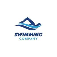 minimalistische zwemmen logo ontwerp icoon inspiratie, blauw kleur vector