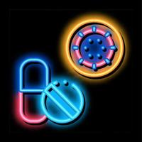 pillen en virus neon gloed icoon illustratie vector