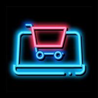 internet boodschappen doen neon gloed icoon illustratie vector