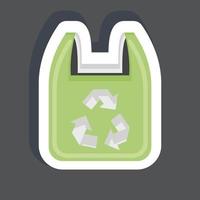 sticker gerecycled plastic tas. verwant naar milieu symbool. gemakkelijk illustratie. behoud. aarde. schoon vector