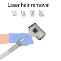 laser apparaat voor Verwijderen ongewenst haar- in de hand- van een verpleegster, schoonheidsspecialist. laser haar- verwijdering, kunstmatig procedures voor de lichaam. vector