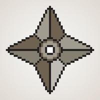 shuriken Ninja ster met pixel kunst. vector