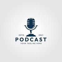 staan microfoon podcast wijnoogst logo icoon vector illustratie ontwerp