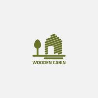 de cabine logo is gemaakt van hout en de boom De volgende naar het en zijn groente. vector