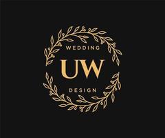 u W initialen brief bruiloft monogram logos verzameling, hand- getrokken modern minimalistisch en bloemen Sjablonen voor uitnodiging kaarten, opslaan de datum, elegant identiteit voor restaurant, boetiek, cafe in vector