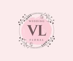 vl initialen brief bruiloft monogram logos sjabloon, hand- getrokken modern minimalistisch en bloemen Sjablonen voor uitnodiging kaarten, opslaan de datum, elegant identiteit. vector