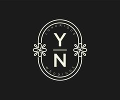 yn initialen brief bruiloft monogram logos sjabloon, hand- getrokken modern minimalistisch en bloemen Sjablonen voor uitnodiging kaarten, opslaan de datum, elegant identiteit. vector