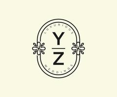 yz initialen brief bruiloft monogram logos sjabloon, hand- getrokken modern minimalistisch en bloemen Sjablonen voor uitnodiging kaarten, opslaan de datum, elegant identiteit. vector