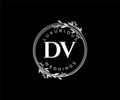 dv initialen brief bruiloft monogram logos sjabloon, hand- getrokken modern minimalistisch en bloemen Sjablonen voor uitnodiging kaarten, opslaan de datum, elegant identiteit. vector