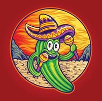 grappig cactus cinco de mayo Mexicaans tekenfilm illustratie vector voor uw werk logo, mascotte handelswaar t-shirt, stickers en etiket ontwerpen, poster, groet kaarten reclame bedrijf bedrijf merken