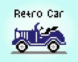 8 bit pixel retro auto. oldtimer transportobject voor game-activa in vectorillustratie. vector