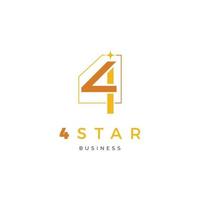 eerste brief aantal vier of aantal 4 ster icoon logo ontwerp sjabloon vector