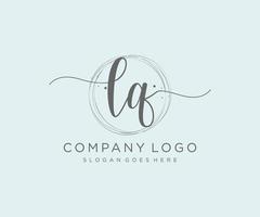 eerste lq vrouwelijk logo. bruikbaar voor natuur, salon, spa, kunstmatig en schoonheid logo's. vlak vector logo ontwerp sjabloon element.
