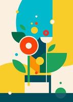 abstract poster met bloemen in vaas. vector