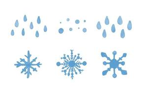 blauw waterverf water druppels vector set.