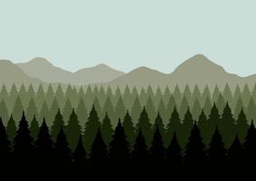 pijnboom bomen en bergen. vector illustratie van een naald- Woud.