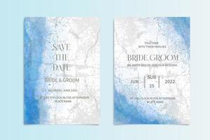 bruiloft kader uitnodiging kaarten blauw ontwerp verzameling in waterverf stijl. waterverf structuur achtergrond, brochure, uitnodiging sjabloon. vector