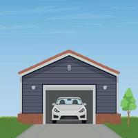 een auto binnen de huis garage vector