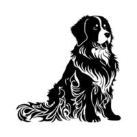 zittend hond, bernese berg ras. decoratief illustratie voor logo, embleem, tatoeëren, borduurwerk, laser snijden, sublimatie. vector