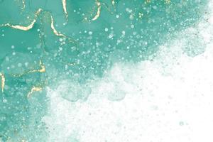 pastel cyaan mint vloeibare marmeren aquarel achtergrond met gouden lijnen en borstel vlekken. blauwgroen turkoois gemarmerd alcoholinkt tekeneffect. vector illustratie achtergrond, aquarel bruiloft uitnodiging.