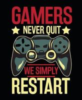 typografie gamers t overhemd sjabloon ontwerp. vector