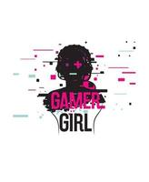 gamer meisje t-shirt sjabloonontwerp. vector