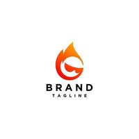 speels brand hoofd icoon logo ontwerp. de karakter is de brief g met een laaiend brand. vector