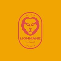 leeuw hoofd kort manen beest dier insigne wijnoogst logo ontwerp vector icoon illustratie sjabloon