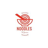 noodle kom eetstokje heerlijk menu ramen meetkundig logo ontwerp vector icoon illustratie sjabloon