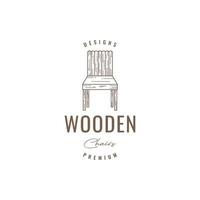 traditioneel stoel hout graveren hipster logo ontwerp vector icoon illustratie sjabloon