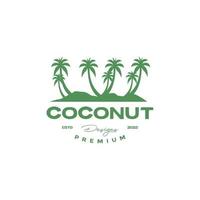 kokosnoot bomen veld- landbouw groen boerderij wijnoogst logo ontwerp vector icoon illustratie sjabloon
