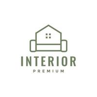 sofa interieur knus minimalistische modern huis kom tot rust logo ontwerp vector icoon illustratie sjabloon