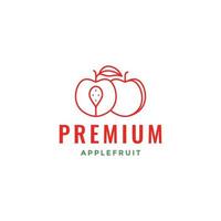 rood appel fruit vers lijnen kwaliteit logo ontwerp vector icoon illustratie sjabloon