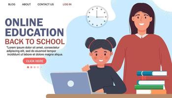 online onderwijs modern vlak ontwerp. online school- concept. afgelegen onderwijs. landen bladzijde sjabloon. voor uw ontwerp. vector