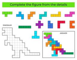 puzzel spel met kleurrijk details voor kinderen. compleet figuur. onderwijs spel voor kinderen, peuter- werkblad werkzaamheid. Tetris spel. vector illustratie.