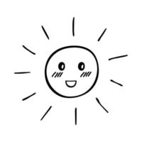 hand- getrokken gelukkig zon emoji. zomer tekening. single vector element voor ontwerp