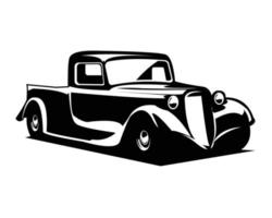 1935 vrachtauto silhouet logo premie ontwerp. geïsoleerd wit achtergrond visie van kant. het beste voor insigne, embleem, icoon, sticker ontwerp, vrachtvervoer industrie. vector