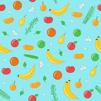 naadloos patroon met fruit en groenten. vector illustratie