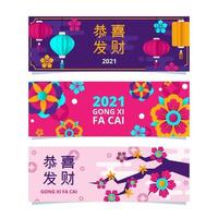 kleurrijke gong xi fa cai banner set vector