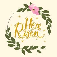 Hij is Risen Hand Lettering Vector