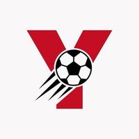 eerste brief y Amerikaans voetbal logo concept met in beweging Amerikaans voetbal icoon. voetbal logotype symbool vector