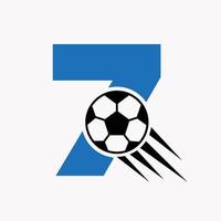 eerste brief 7 Amerikaans voetbal logo concept met in beweging Amerikaans voetbal icoon. voetbal logotype symbool vector
