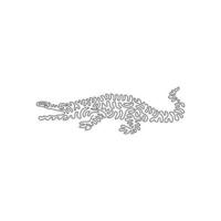 doorlopend kromme een lijn tekening van woest alligator abstract kunst. single lijn bewerkbare beroerte vector illustratie van wild alligator voor logo, muur decor, boho poster