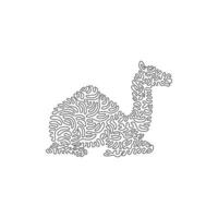 single gekruld een lijn tekening van schattig zittend kameel abstract kunst. doorlopend lijn tekening grafisch ontwerp vector illustratie van vriendelijk kameel voor icoon, symbool, bedrijf logo, boho muur kunst