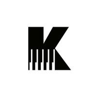 brief k musicus symbool, piano logo icoon vector sjabloon