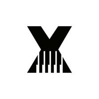 brief X musicus symbool, piano logo icoon vector sjabloon